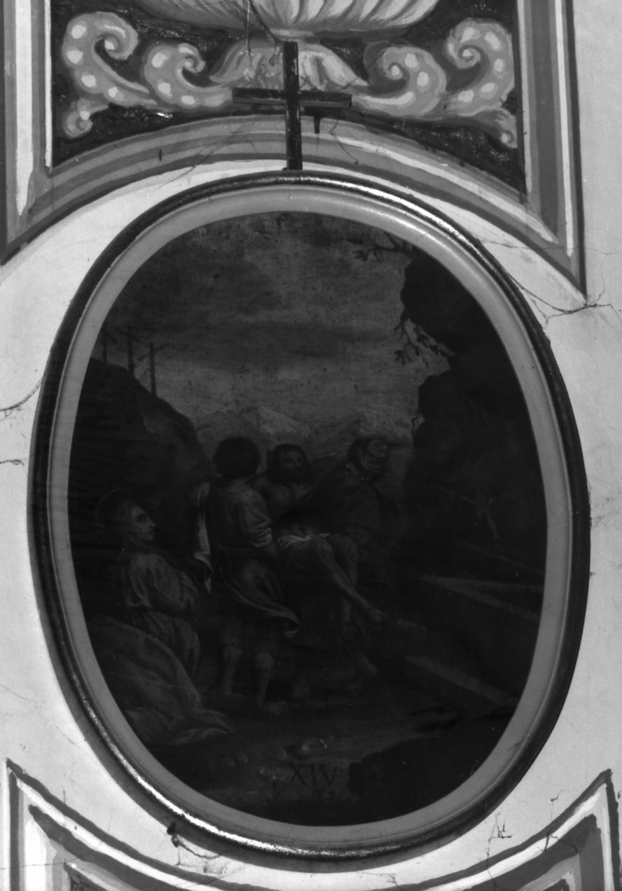 stazione XIV: Gesù deposto nel sepolcro (dipinto, elemento d'insieme) - ambito marchigiano (fine/inizio secc. XVII/ XVIII)