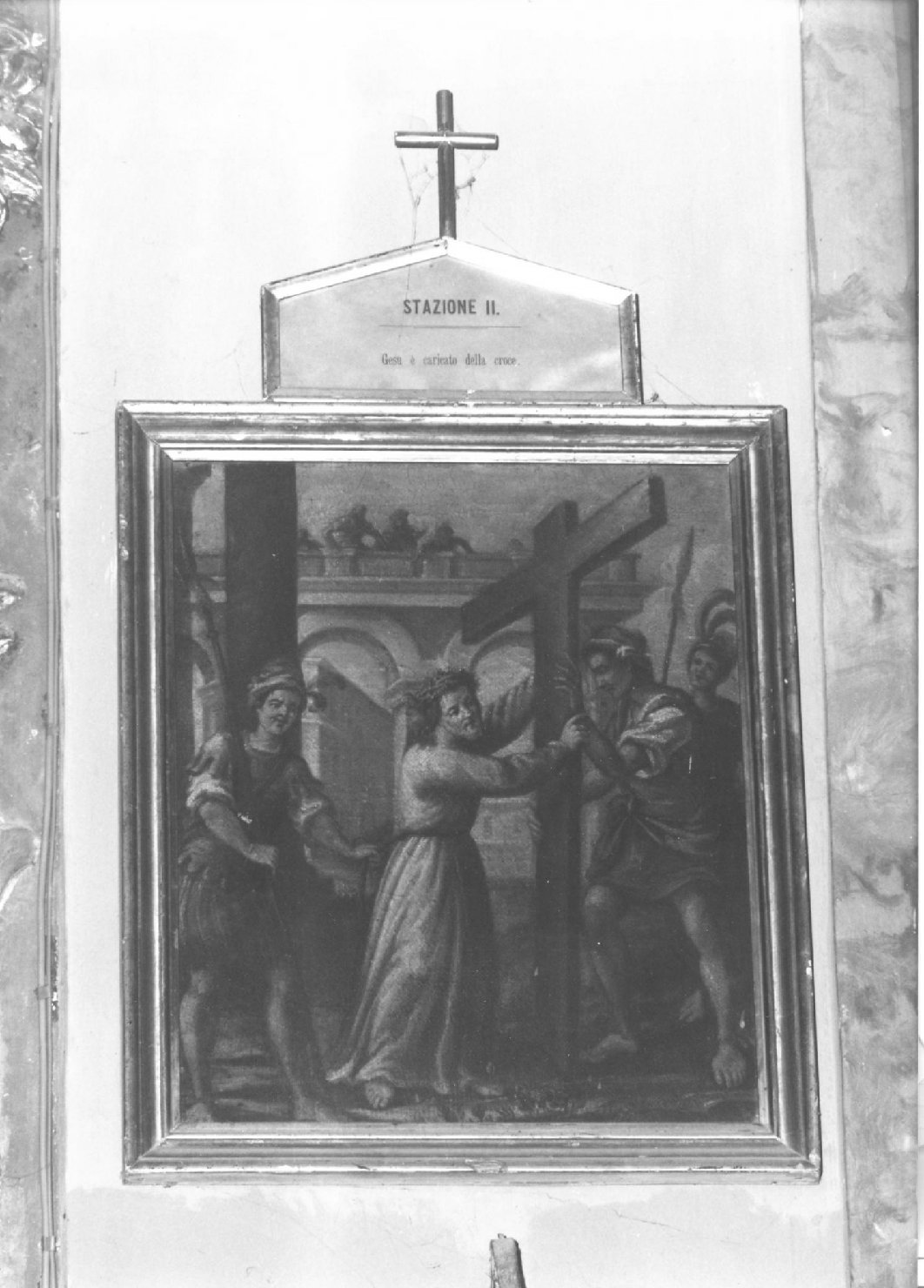 stazione II: Gesù caricato della croce (dipinto) - ambito marchigiano (fine/inizio secc. XVII/ XVIII)