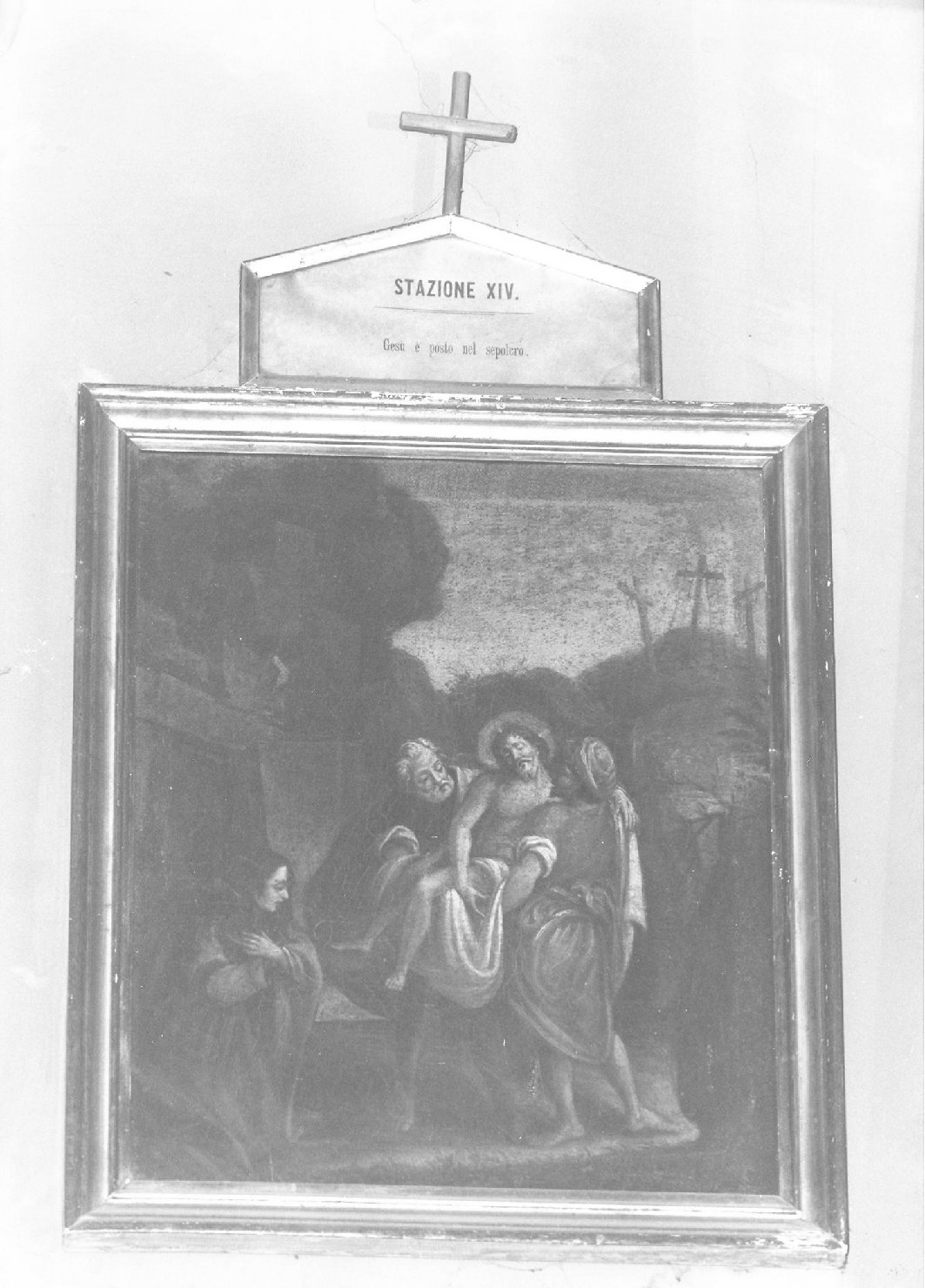 stazione XIV: Gesù deposto nel sepolcro (dipinto) - ambito marchigiano (fine/inizio secc. XVII/ XVIII)