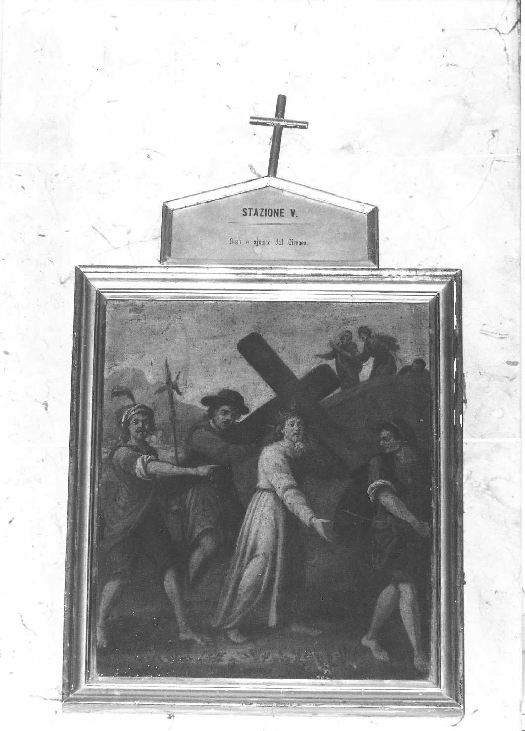 stazione V: Gesù aiutato da Simone il Cireneo a portare la croce (dipinto) - ambito marchigiano (fine/inizio secc. XVII/ XVIII)