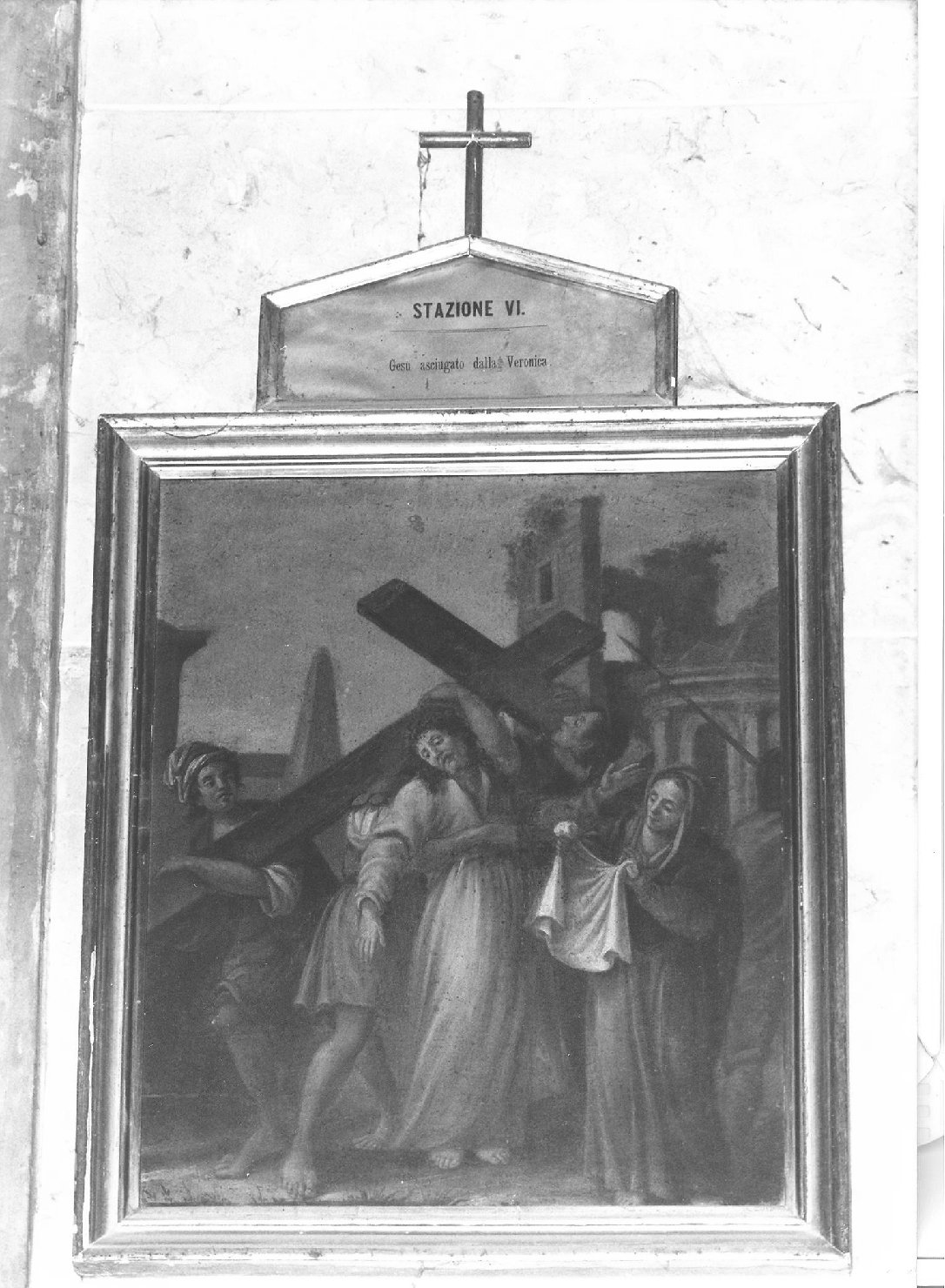 stazione VI: Gesù asciugato dalla Veronica (dipinto) - ambito marchigiano (fine/inizio secc. XVII/ XVIII)