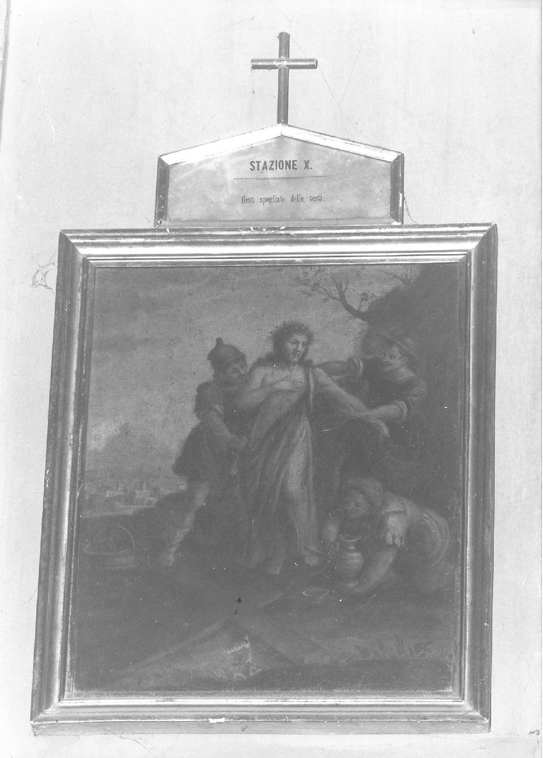 stazione X: Gesù spogliato e abbeverato di fiele (dipinto) - ambito marchigiano (fine/inizio secc. XVII/ XVIII)