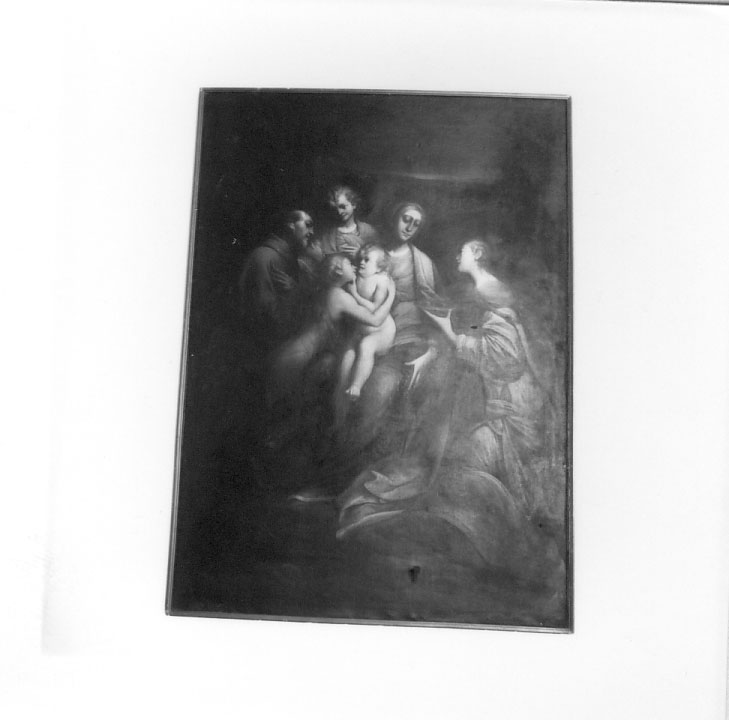 Madonna col Bambino, Angelo e Santi Lucia e Francesco, Madonna con Bambino e Santi (dipinto) di Donducci Giovanni Andrea (sec. XVII)