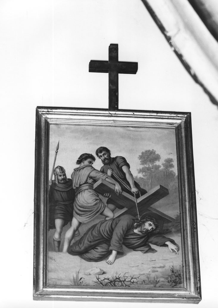 stazione IX: Gesù cade sotto la croce la terza volta (raccolta di stampe) - bottega marchigiana (secc. XIX/ XX)