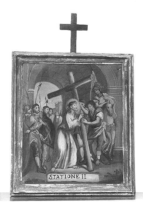 stazione II: Gesù caricato della croce (dipinto) - bottega marchigiana (sec. XVII)