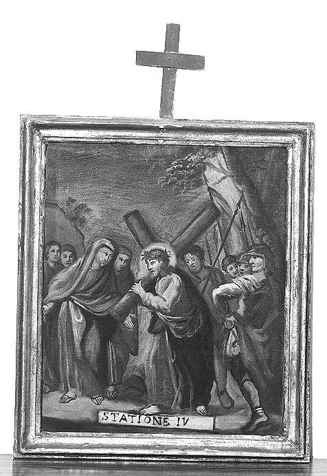 stazione IV: Gesù incontra la Madonna (dipinto) - bottega marchigiana (sec. XVII)