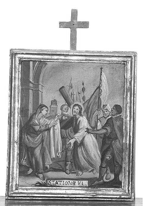 stazione VI: Gesù asciugato dalla Veronica (dipinto) - bottega marchigiana (sec. XVII)