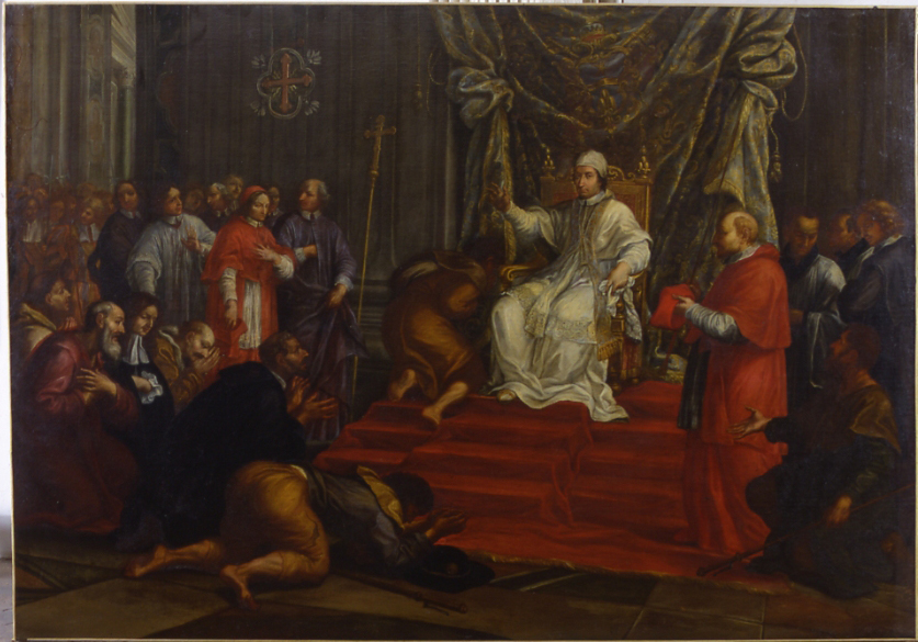 Papa Clemente XI celebra una funzione in San Pietro (dipinto) di Ghezzi Pier Leone (scuola) (prima metà sec. XVIII)