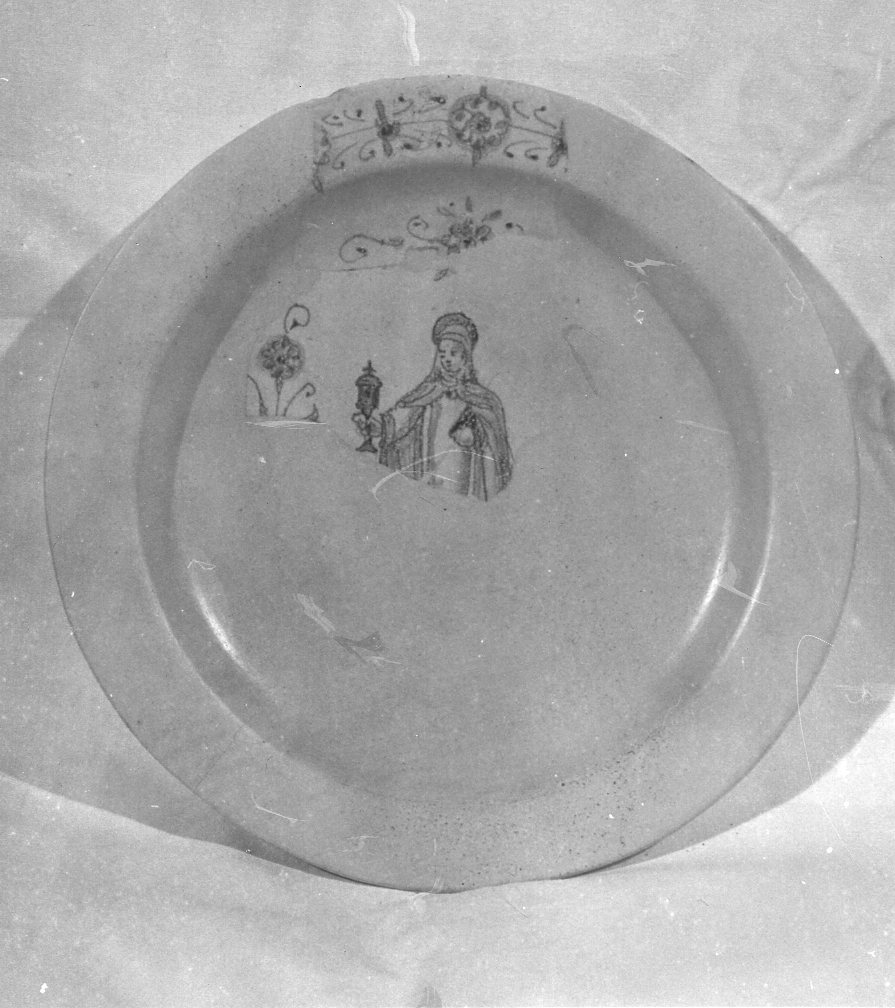 Santa Chiara (piatto, frammento) - manifattura urbinate (?) (fine/inizio secc. XVI/ XVII)