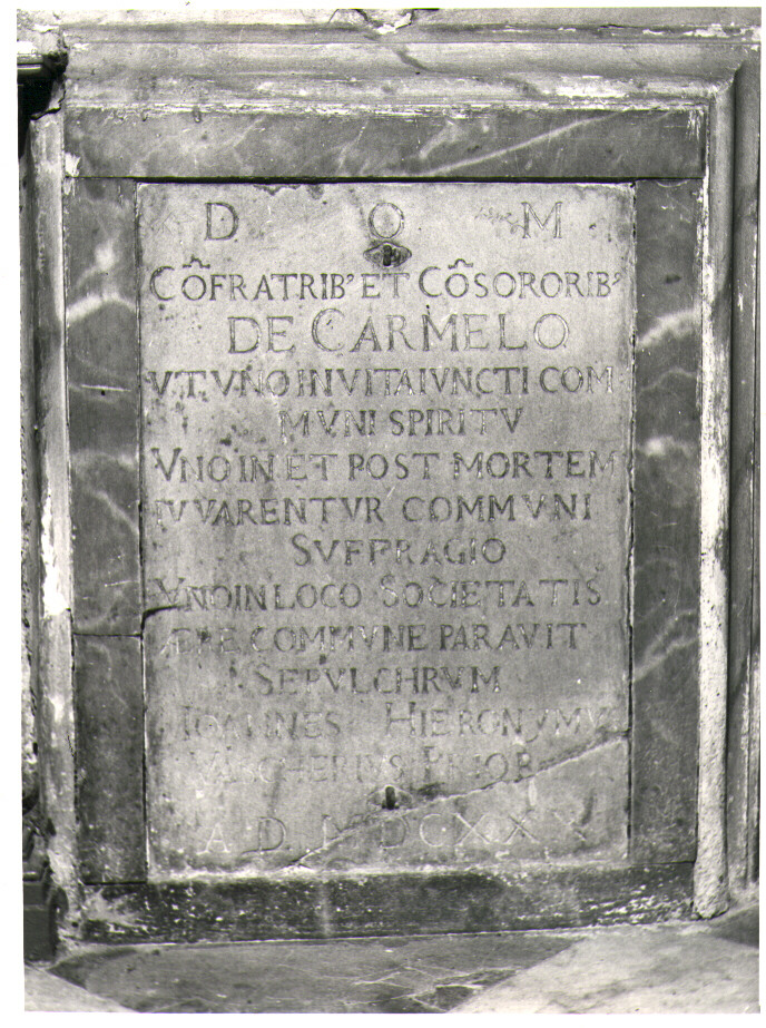 lapide - bottega Italia centrale (sec. XVII)