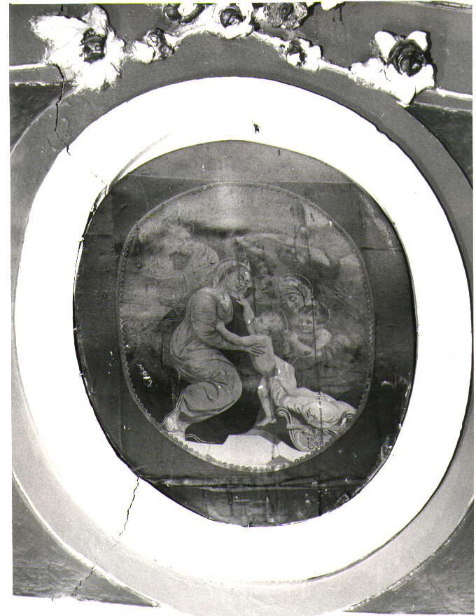 adorazione di Gesù Bambino con la Madonna, San Giuseppe, Sant'Elisabetta e San Giovanni Battista bambino (dipinto, opera isolata) - ambito molisano (sec. XIX)