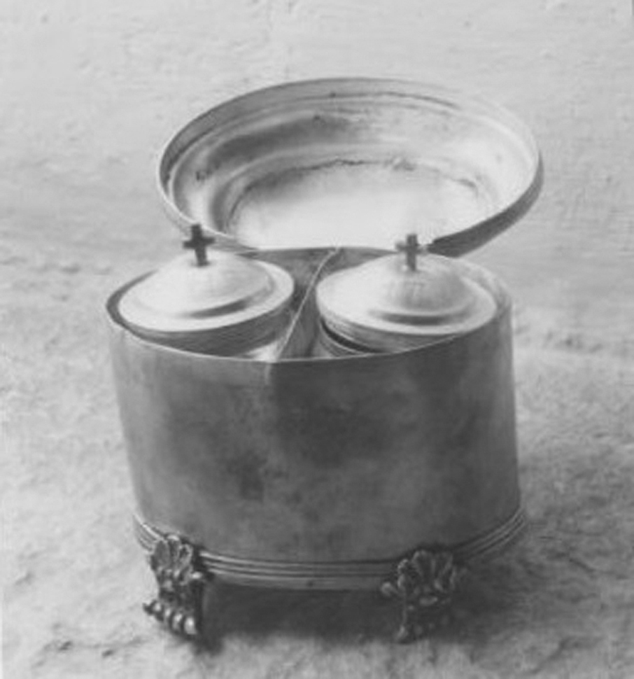 custodia - dei vasi per la riserva degli oli santi, insieme - bottega sarda (seconda metà sec. XVII)