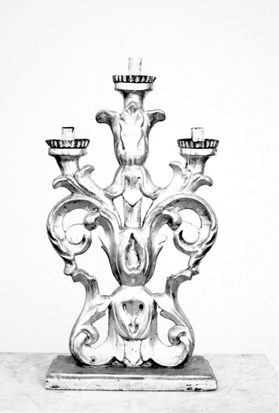 candelabro, coppia - bottega sarda (secc. XVIII/ XIX)