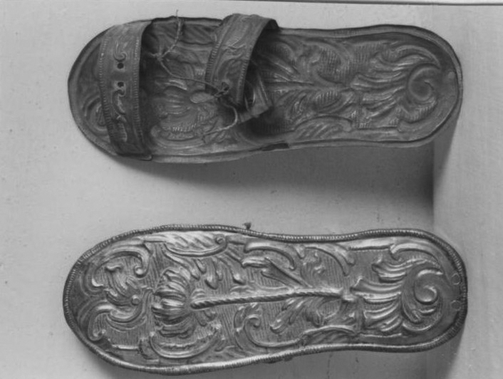 sandalo di statua, coppia - bottega sarda (secc. XVII/ XVIII)