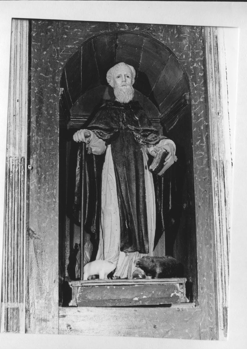 Sant'Antonio Abate (statua, elemento d'insieme) - bottega napoletana (?) (secc. XVII/ XVIII)