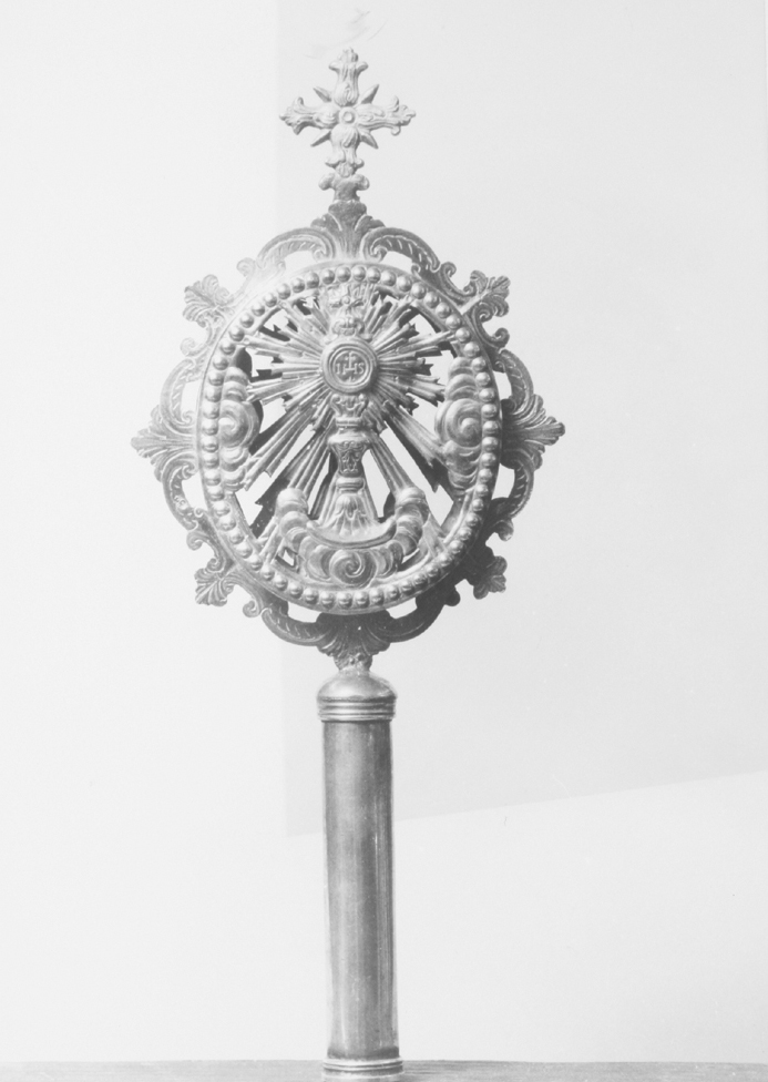 ostensorio (emblema di confraternita, serie) - bottega sarda (sec. XIX)
