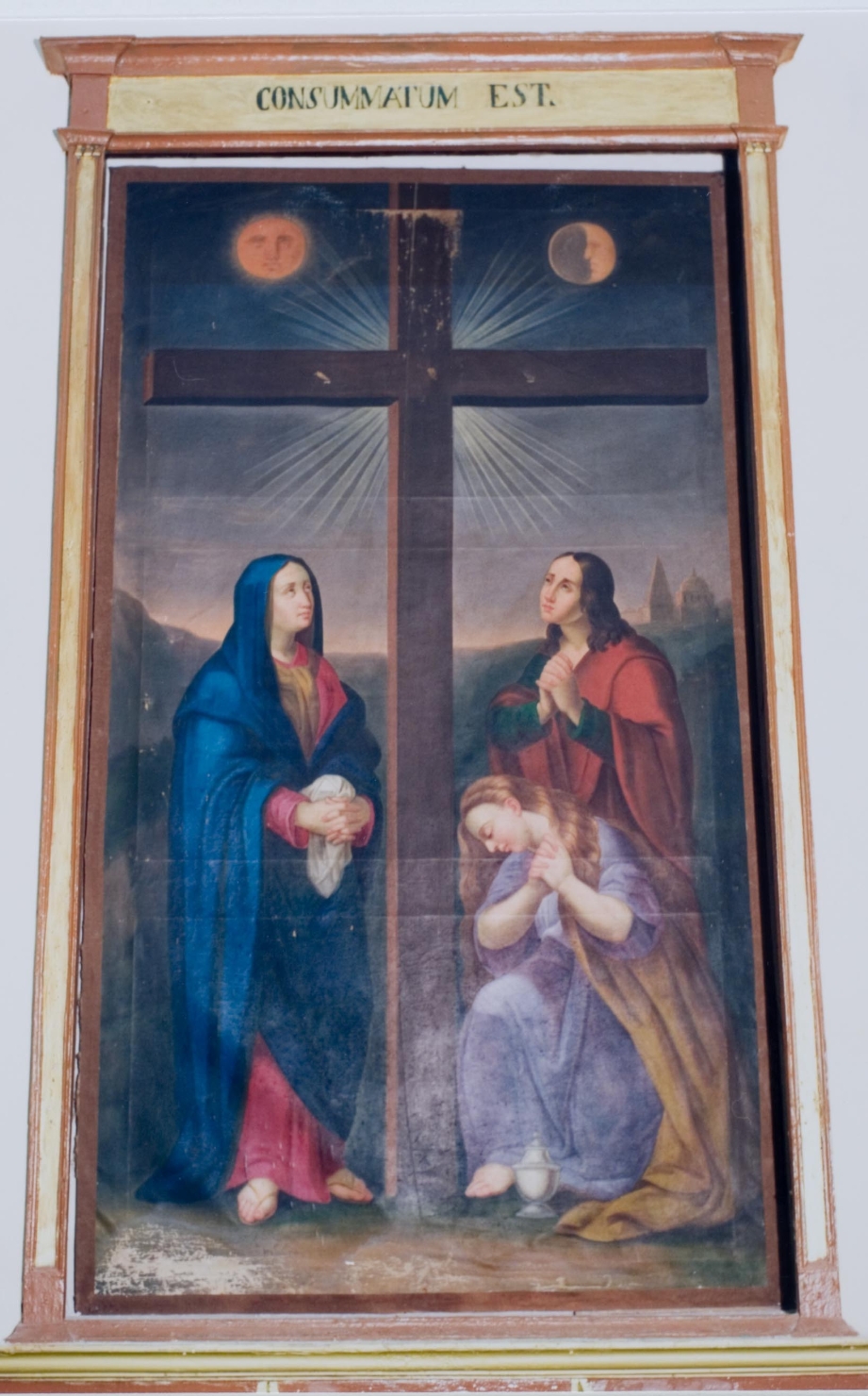 crocifissione di Cristo con la Madonna e santi (dipinto, elemento d'insieme) - bottega cagliaritana (prima metà sec. XIX)