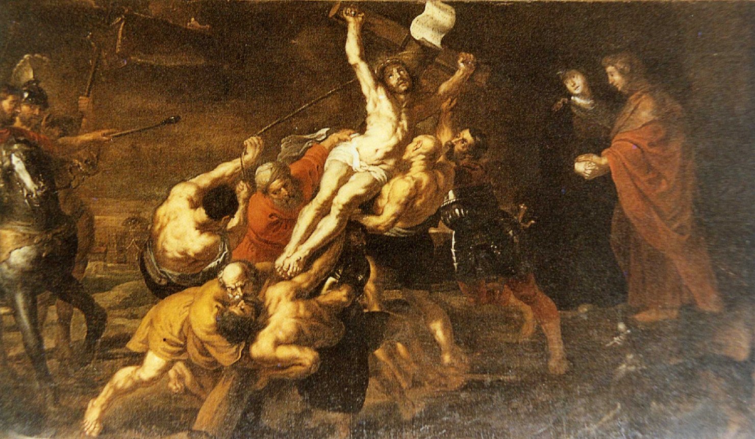 Cristo issato sulla croce (dipinto) - bottega ligure (metà sec. XVII)