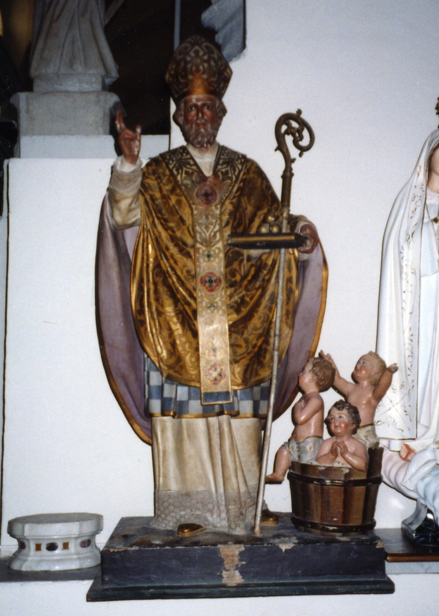San Nicola di Bari resuscita i tre fanciulli (statua) - ambito italiano (seconda metà sec. XIX)