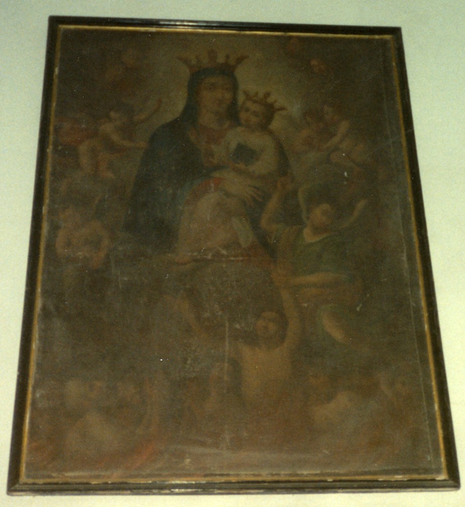 Madonna del Carmelo, angeli e anime del Purgatorio (dipinto) - ambito sardo (sec. XVIII)