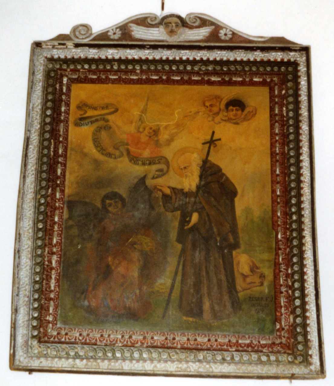 Sant'Antonio Abate scaccia il demonio (dipinto) di Zeger F. J (primo quarto sec. XX)