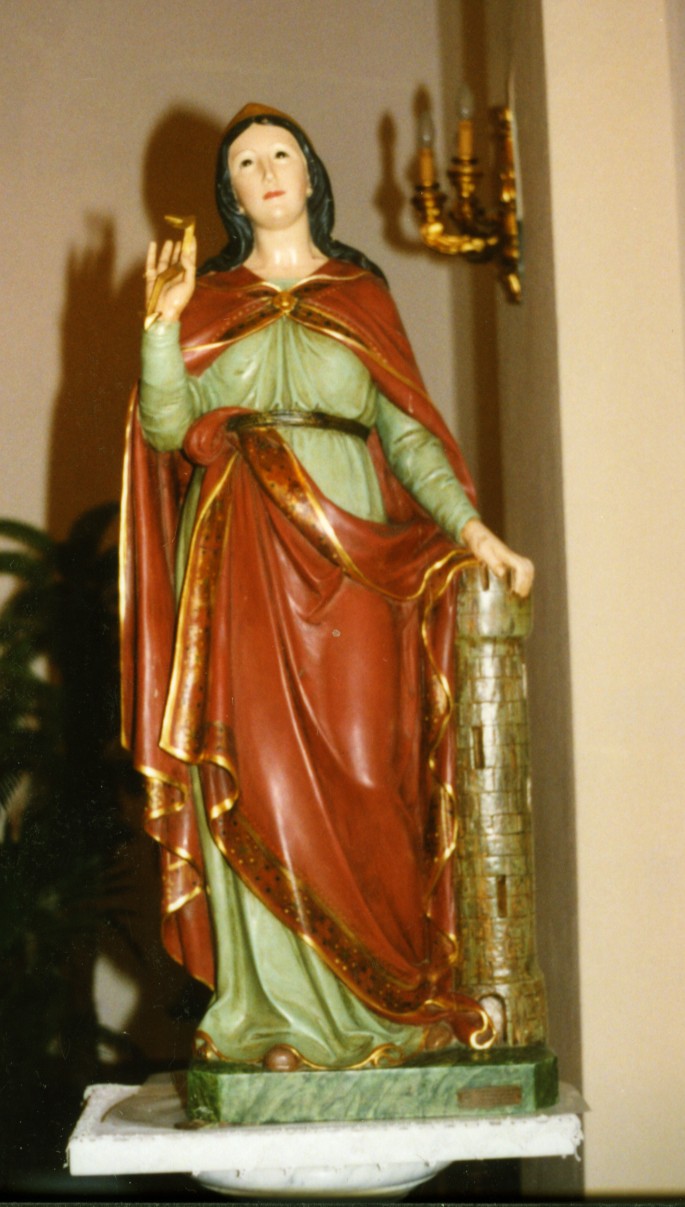 Santa Barbara (statua) di Delago Cristiano (primo quarto sec. XX)