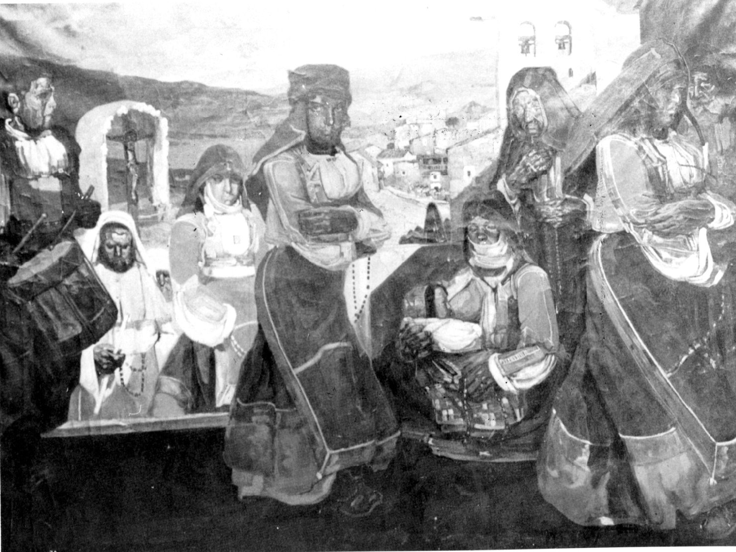 Processione in Barbagia, processione (dipinto) di Biasi Giuseppe (sec. XX)