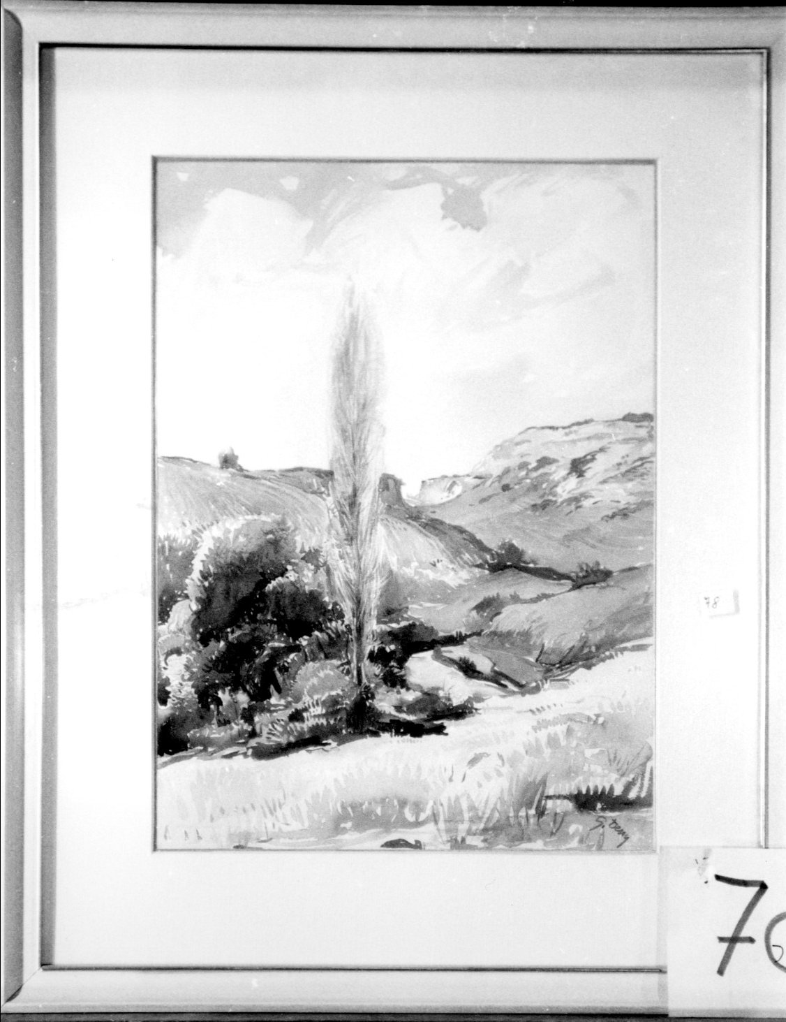 Paesaggio con pioppo, paesaggio (dipinto) di Dessy Stanislao (prima metà sec. XX)