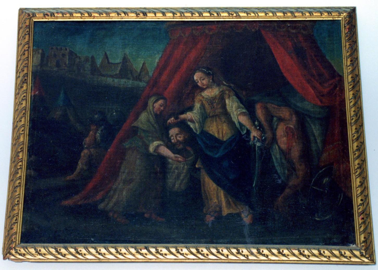 Giuditta e la sua ancella mettono la testa di Oloferne in un sacco (dipinto) - ambito Italia meridionale (sec. XVIII)
