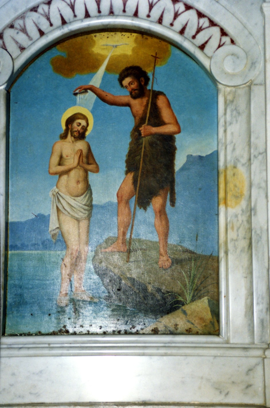 battesimo di Cristo (sportello di armadio del fonte battesimale) - ambito sardo (fine/inizio secc. XIX/ XX)