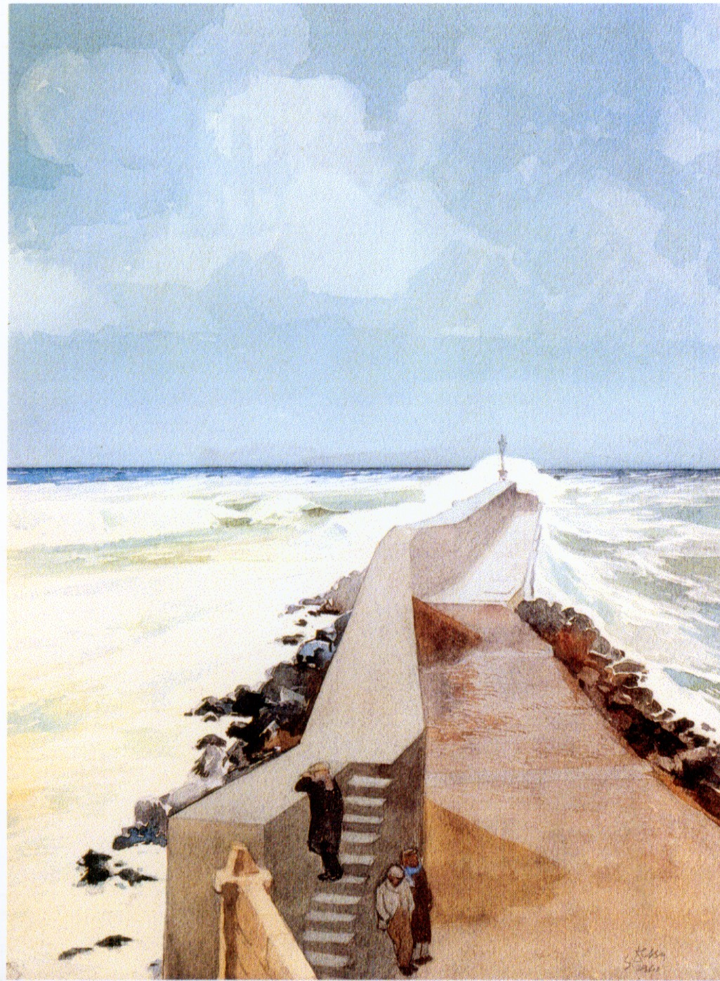 Mareggiata ad Alghero, paesaggio marino (dipinto) di Dessy Stanislao (sec. XX)