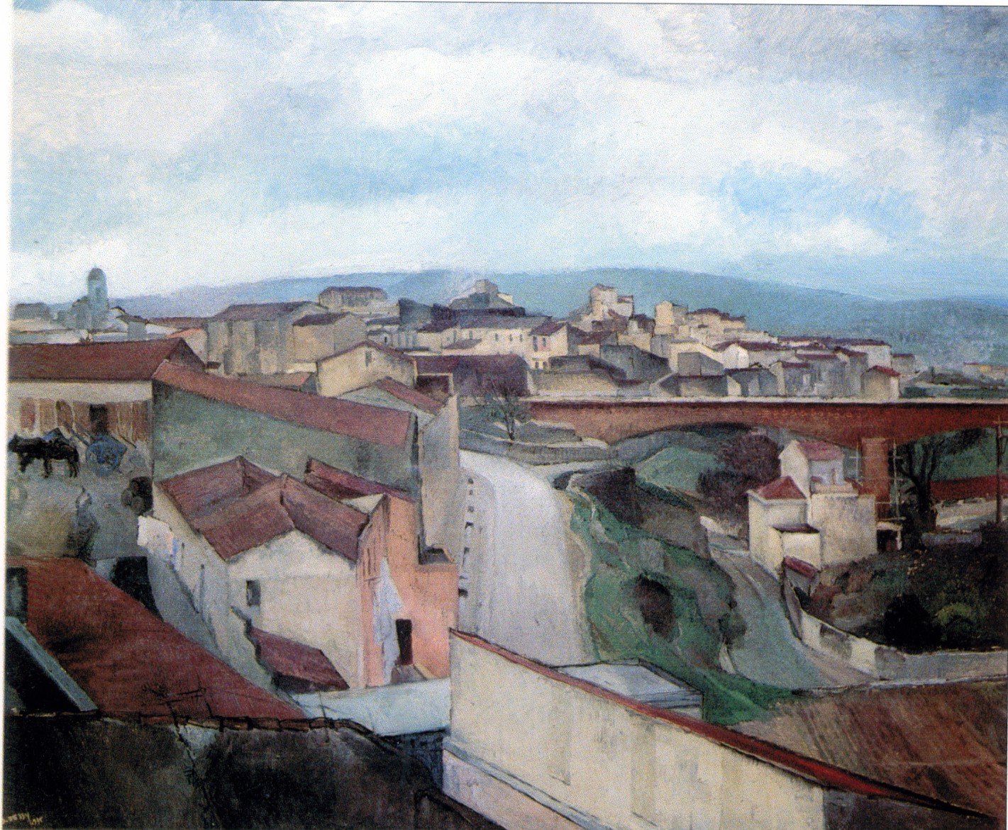 paesaggio urbano (dipinto) di Dessy Stanislao (secondo quarto sec. XX)