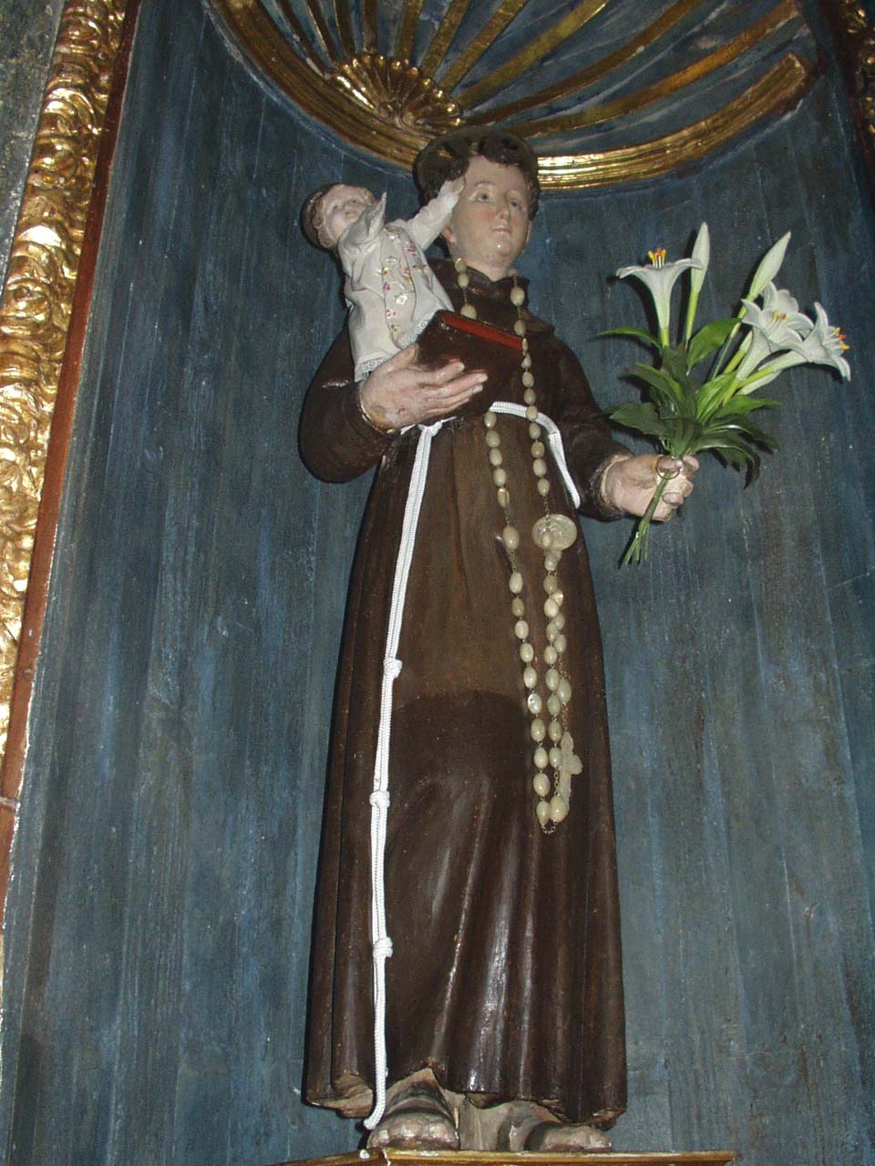 Sant'Antonio da Padova con Gesù Bambino (statua) - bottega sarda (fine/inizio secc. XVII/ XVIII)