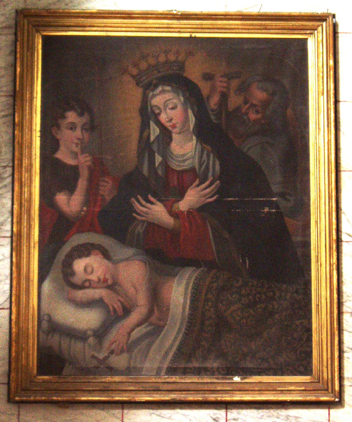 Vergine de sos isconsolados, Sacra Famiglia con San Giovanni Battista bambino (dipinto) di Orta Benedetto (attribuito) (seconda metà sec. XVIII)