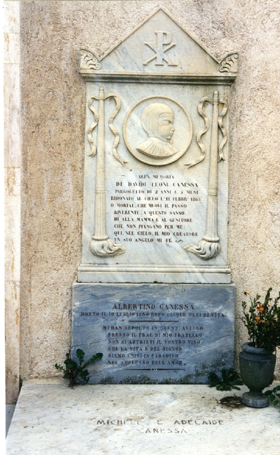 ritratto di Davide Leone Canessa, ritratto di bambino (monumento funebre) - ambito sardo (sec. XIX)