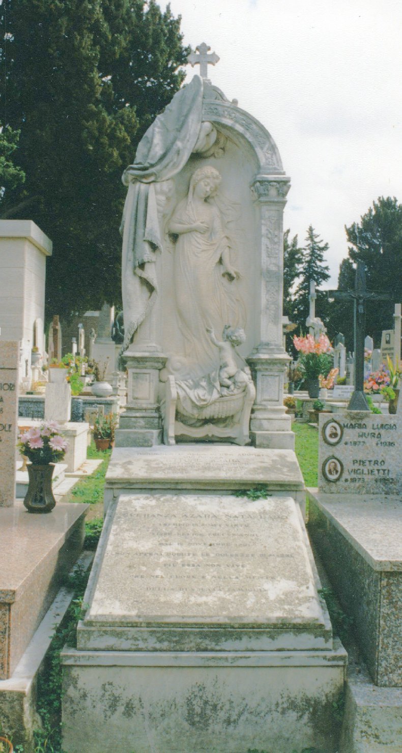 giovane madre con infante (monumento funebre) di Sartorio Giuseppe (inizio sec. XX)