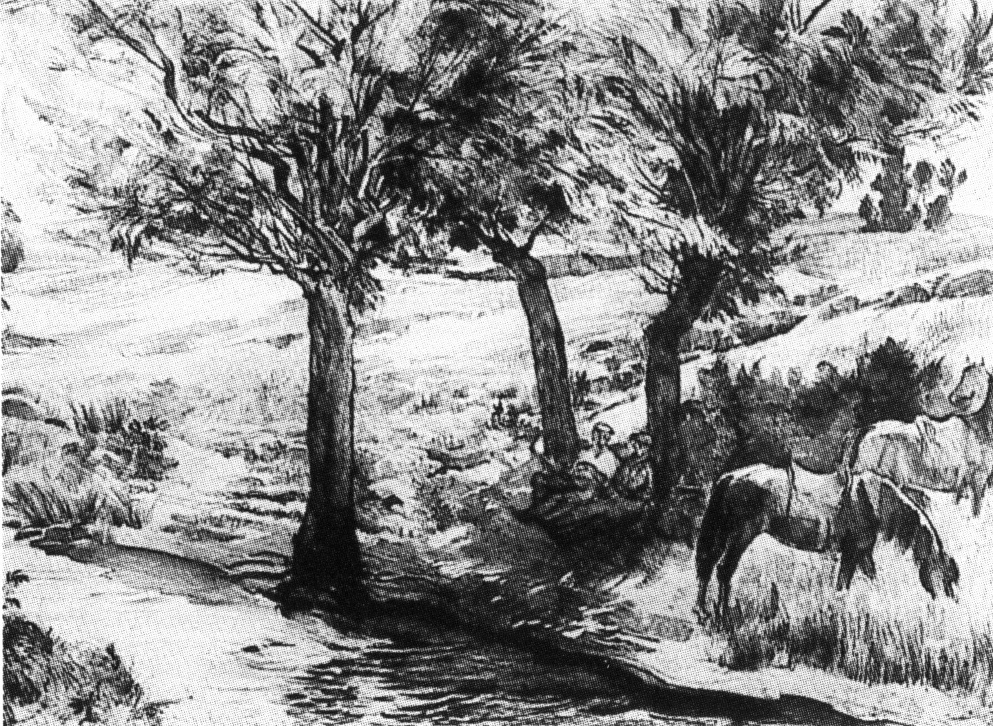 cavalli al fiume - La Siesta (dipinto) di Dessy Stanislao (terzo quarto sec. XX)