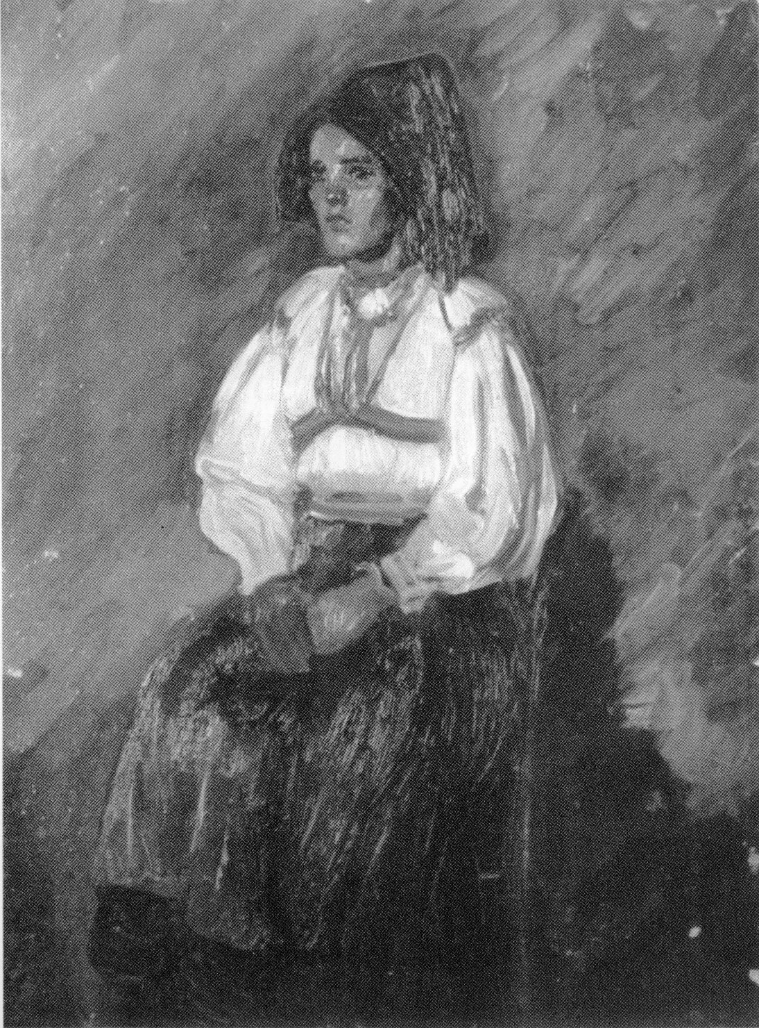 ritratto di donna - Fanciulla di Ollolai (dipinto) di Floris Carmelo (secondo quarto sec. XX)