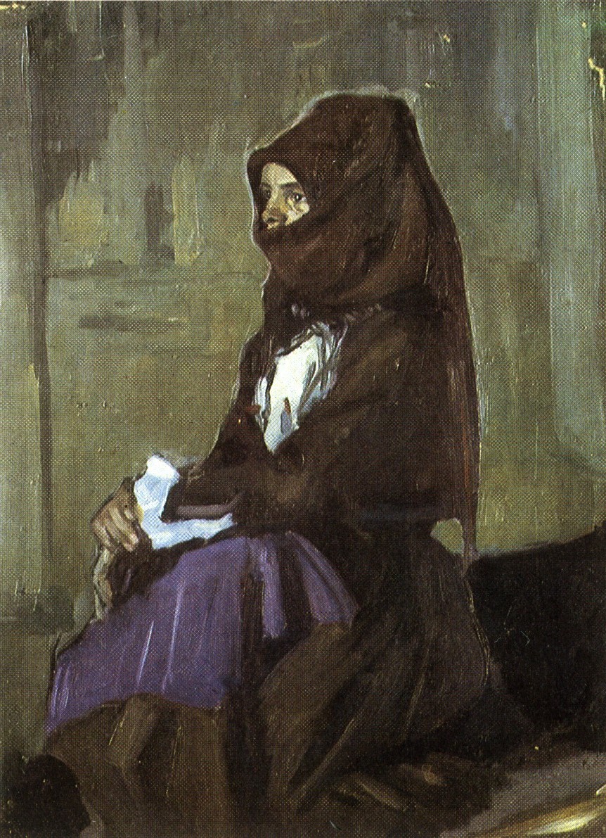 Donna di Ollolai, ritratto di donna (dipinto) di Floris Carmelo (prima metà sec. XX)