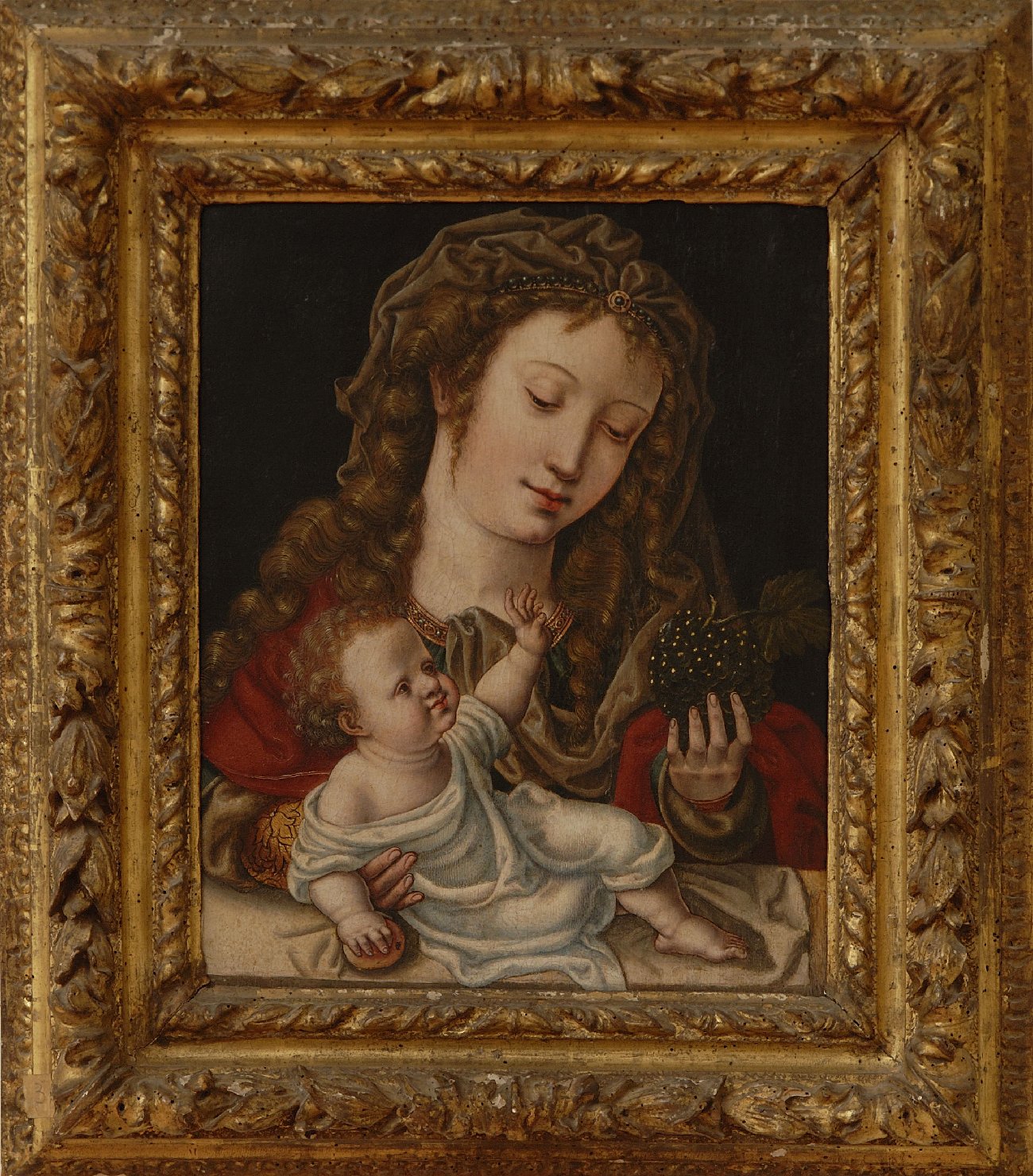 Madonna col Bambino detta dell'uva, Madonna con Bambino (dipinto) di Gossaert Jan detto Mabuse (attribuito) - ambito fiammingo (sec. XVI)