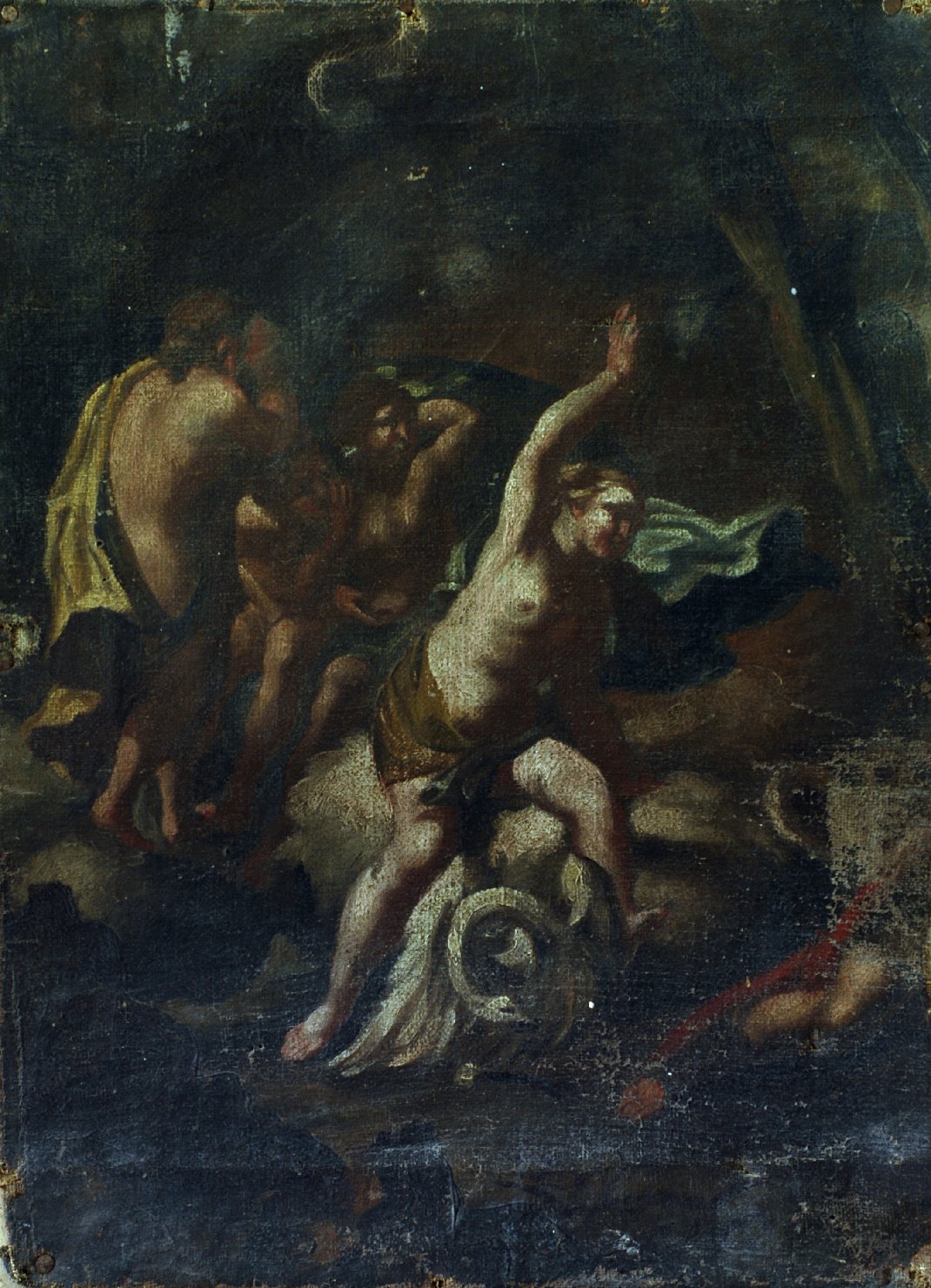 Bozzetto mitologico, Scena mitologica (dipinto) - ambito italiano (sec. XVI)