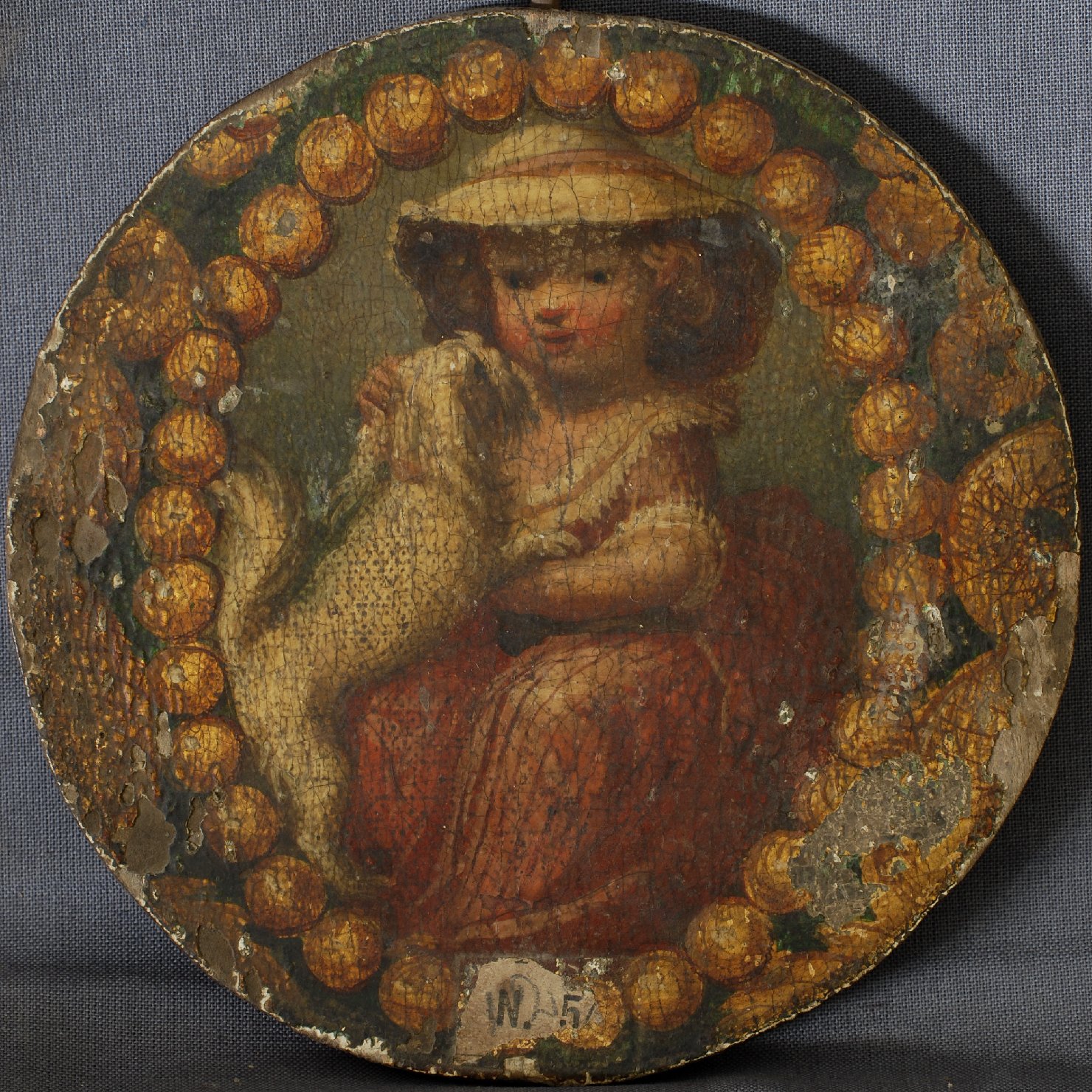 Fanciulla con cagnetto, fanciulla con cane (dipinto) - ambito europeo (sec. XIX)