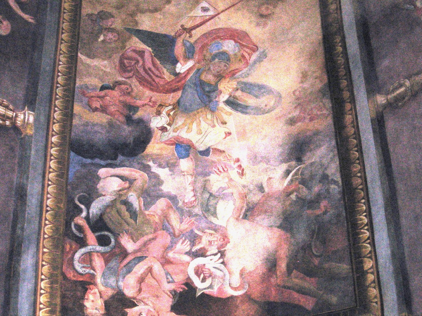 San Michele Arcangelo scaccia gli angeli ribelli dal paradiso (dipinto) di Caboni Antonio (sec. XIX)