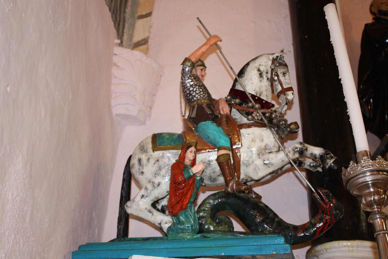 San Giorgio e il drago (gruppo scultoreo) - bottega sarda (sec. XVII)