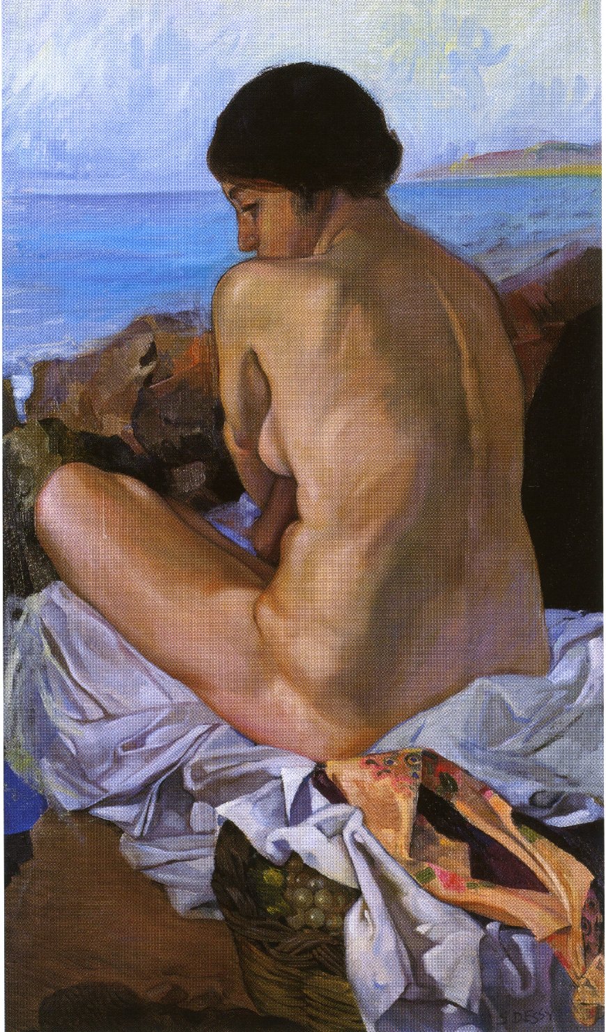 Bagnante, figura femminile nuda (dipinto) di Dessy Stanis (sec. XX)