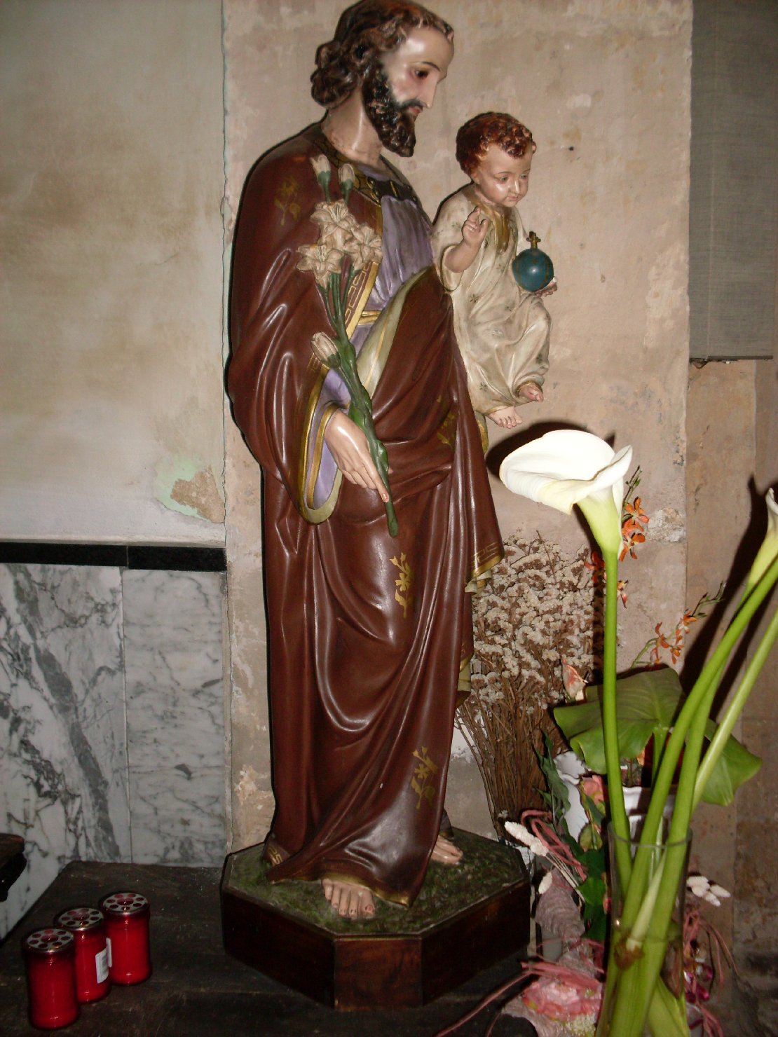 San Giuseppe e Gesù Bambino (statua) di Pulli Giovanni (attribuito) (secondo quarto sec. XX)