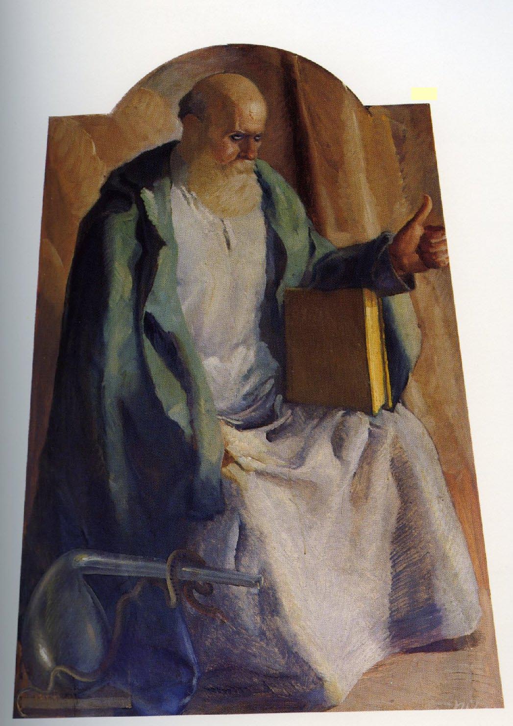 Farmacia, figura maschile seduta (dipinto) di Delitala Mario (sec. XX)