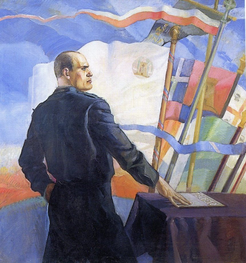 ritratto del Duce Benito Mussolini (dipinto) di Delitala Mario (sec. XX)