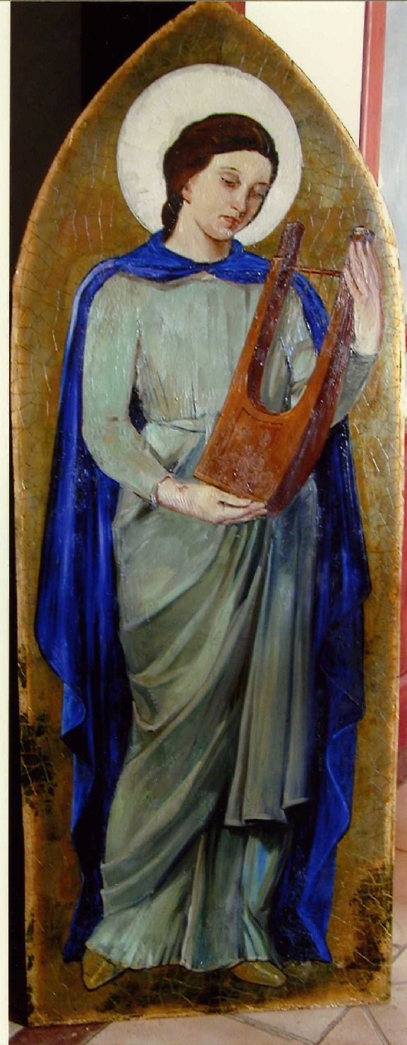 Santa Cecilia (dipinto, elemento d'insieme) di Dessy Stanis (sec. XX)