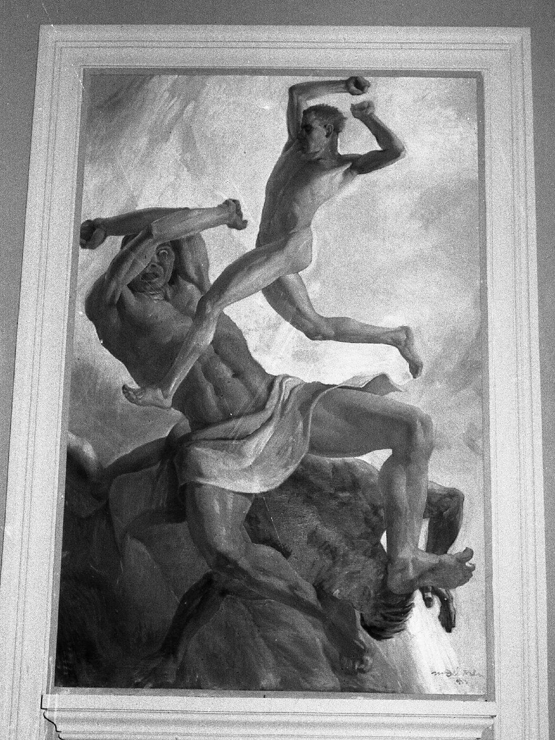 La cacciata dei giganti dall'Olimpo (dipinto) di Delitala Mario (sec. XX)